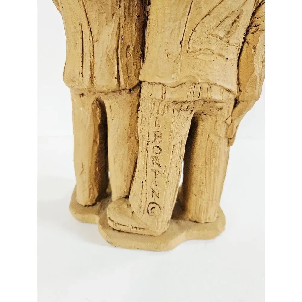 Vintage '70s Lee Bortin Studio Art Boy & Girl Clay Statue Figurine Sculpture